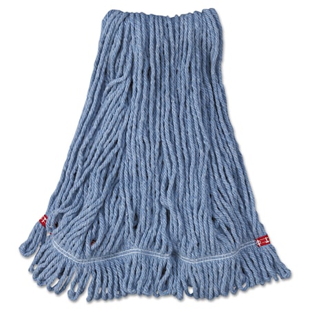 Rubbermaid Commercial Web Foot Wet Mop Head with 1" Headband, Shrinkless, Cotton/Synthetic, Blue, Medium, PK6 FGA21206BL00